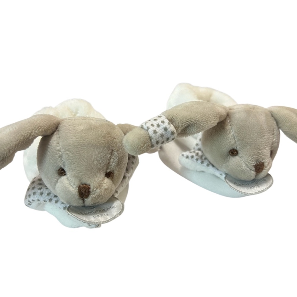 Baby Bunny Rattle Booties by Doudou et Compagnie